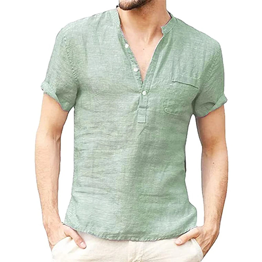 Men's Summer Cotton & Linen Short-Sleeve T-Shirt – Breathable Casual Top, Sizes S-3XL