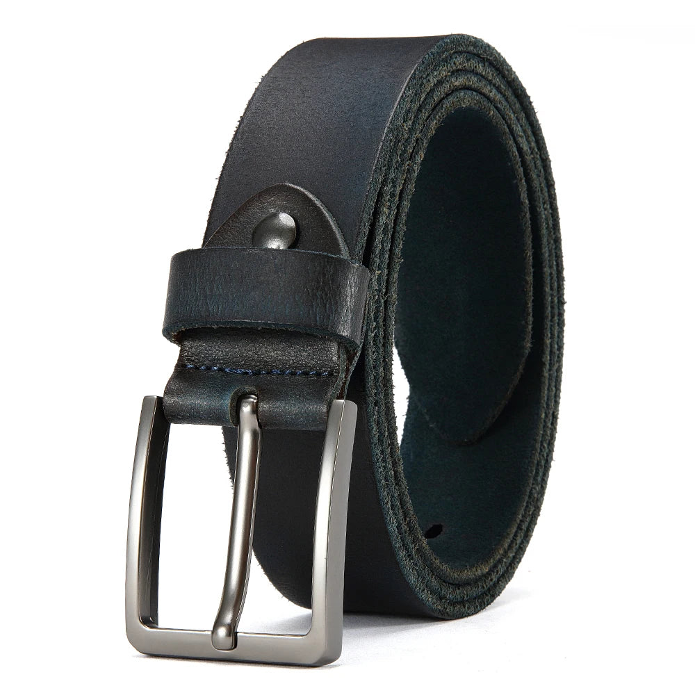Men’s Genuine Leather Belt – High-Quality Cowskin with Classic Metal Buckle
