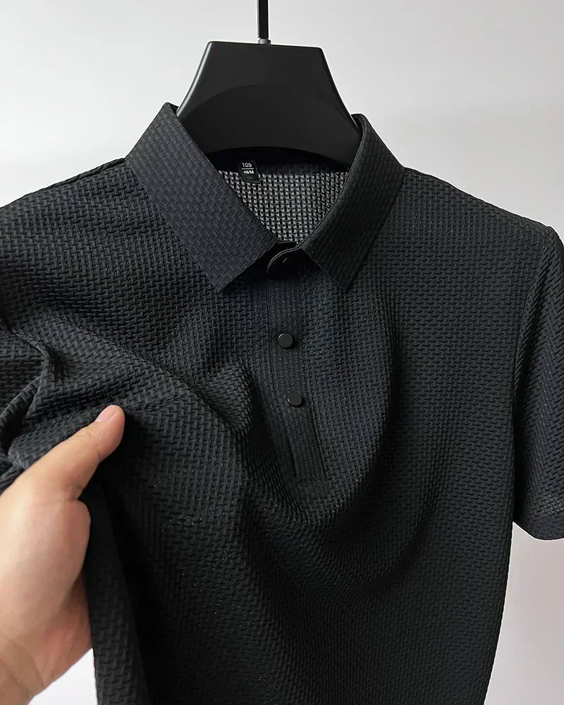 Men's Summer Ice Silk Short Sleeve Polo – Cool, Breathable, Sweat-Absorbing, Business Casual T-Shirt