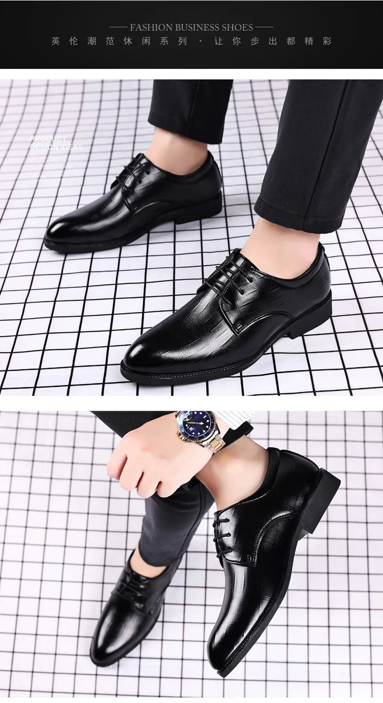 Mens Leather Dress Shoes Men's Formal Social Male Shoe Casual Business Pointed Toe Luxury Party Designer Shoes for Men