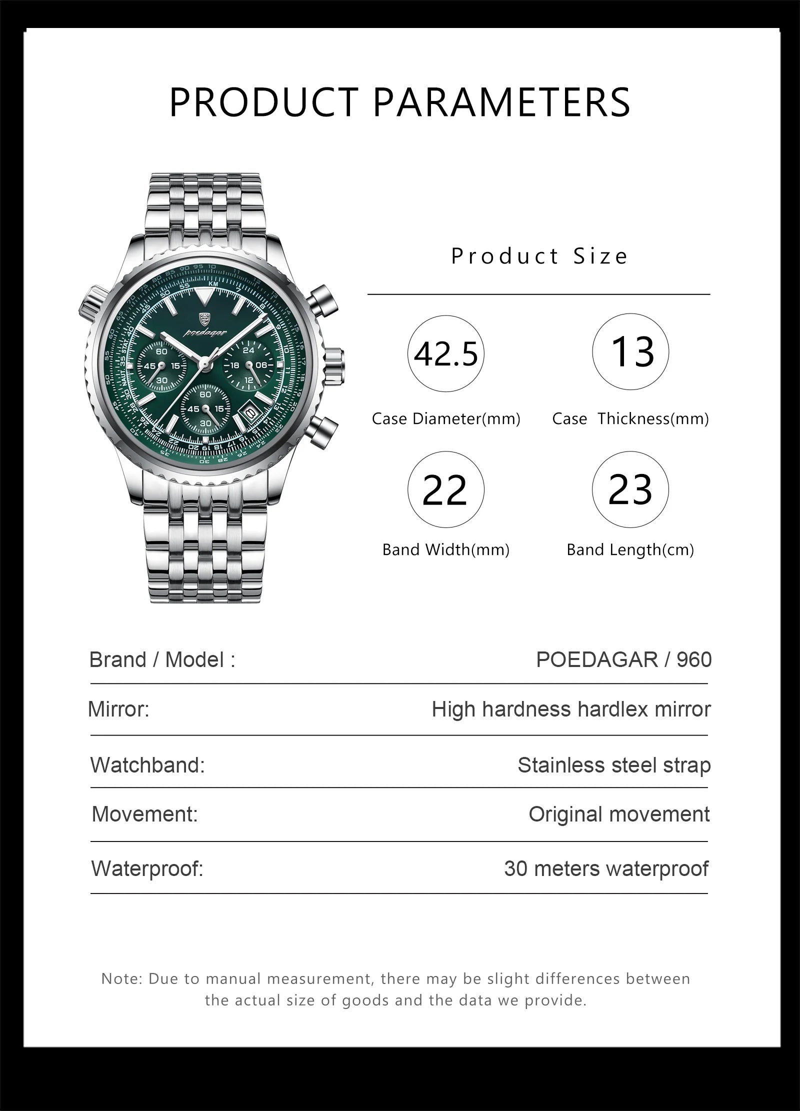 Men's Luxury Chronograph Watch – Stainless Steel, Waterproof, Luminous, Quartz