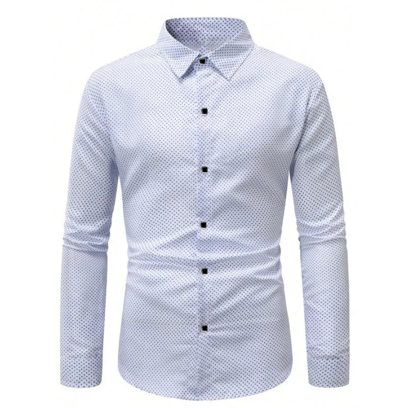 FGKKS New Men's Polka Dot Shirt – Long Sleeve Micro Elastic Casual Top