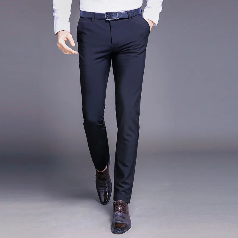 Men’s Classic Slim Fit Suit Pants – Straight Business Casual Trousers for Spring & Autumn