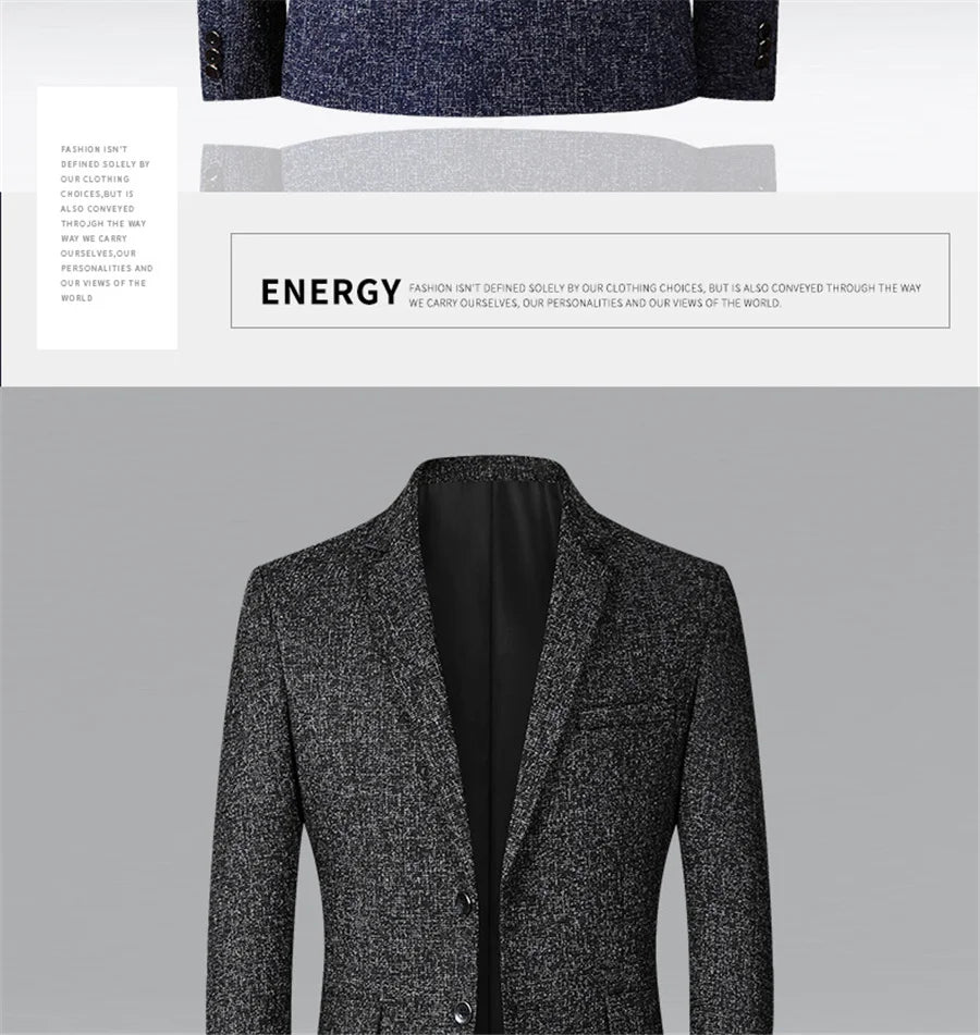 FGKKS 2023 Men's Slim Fit Blazer – Spring & Autumn Fashion Casual Business Suit Jacket