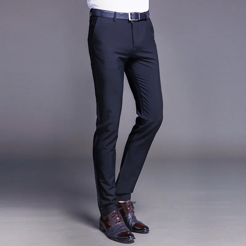 Men’s Classic Slim Fit Suit Pants – Straight Business Casual Trousers for Spring & Autumn