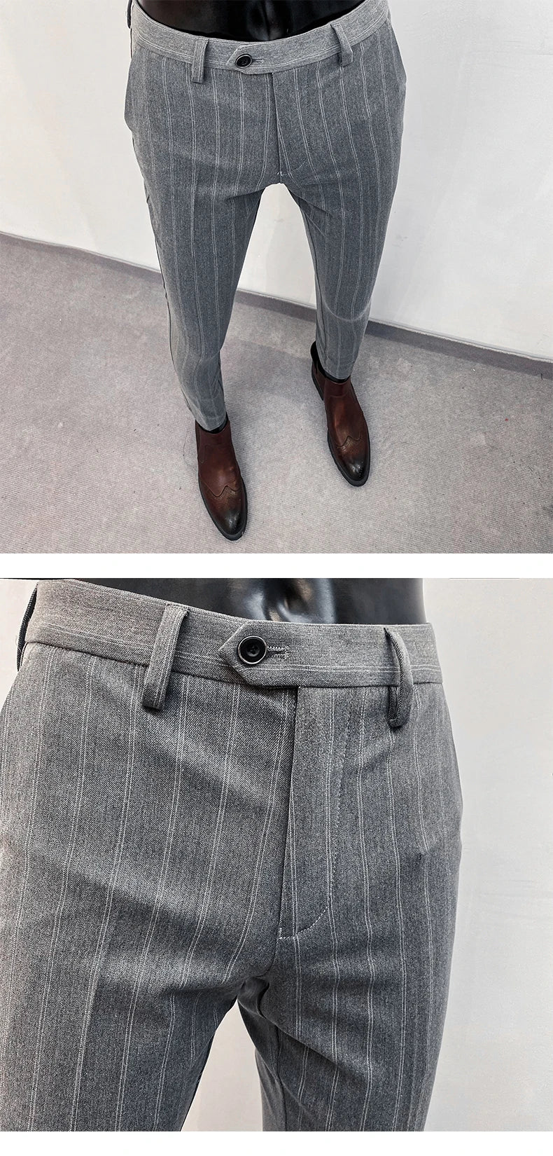 Men’s Slim Fit Formal Suit Pants – Stretch Dress Trousers, Solid Color Business & Casual Wear