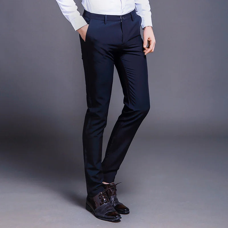 Men’s Classic Slim Fit Suit Pants – Straight Business Casual Trousers for Spring & Autumn