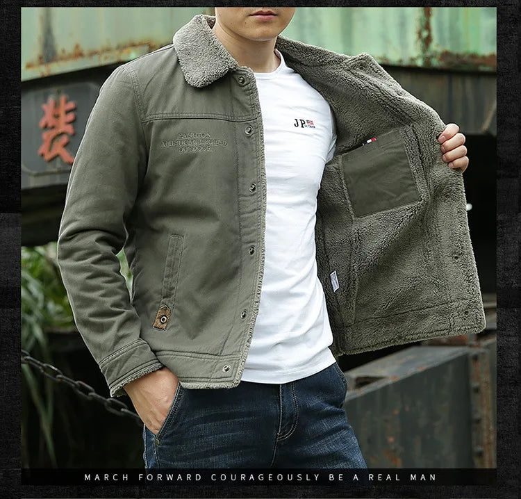 FGKKS 2024 Men’s Outdoor Slim-Fit Jacket – Casual Fleece Streetwear Coat