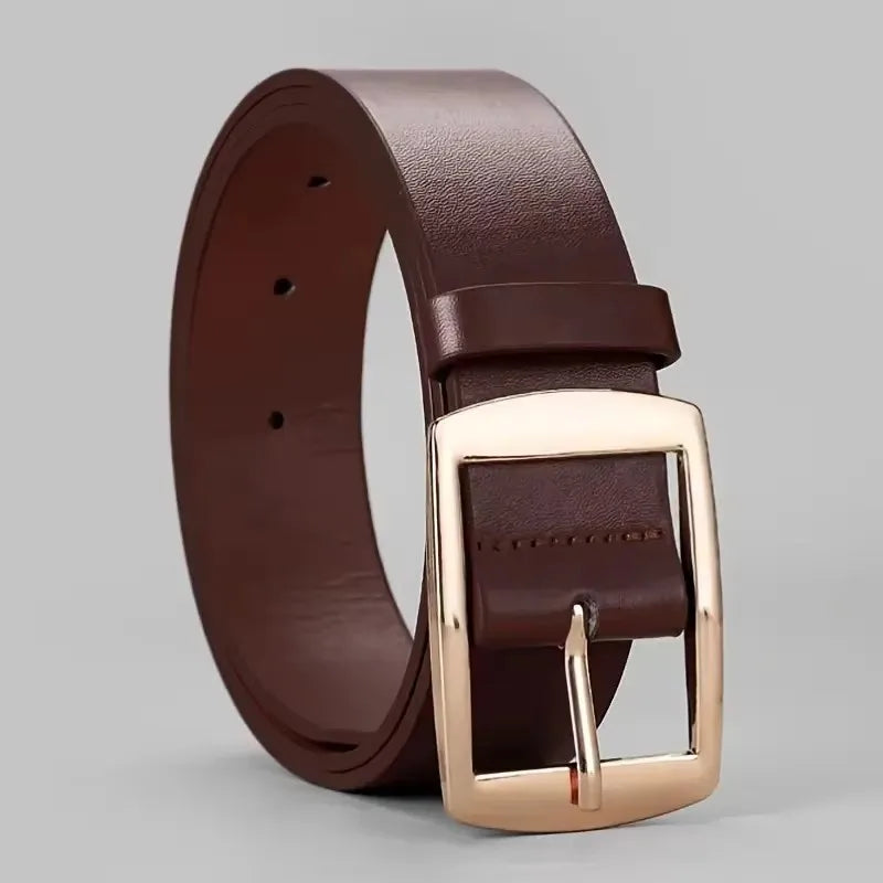 Designer PU Leather Belt for Men & Women – Luxury Style with Metal Pin Buckle