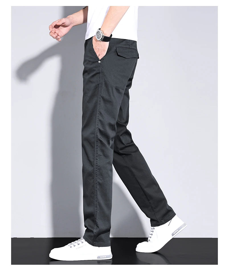 Men’s White Casual Pants – Stretch Straight Fit, Comfortable Soft Business & Work Trousers