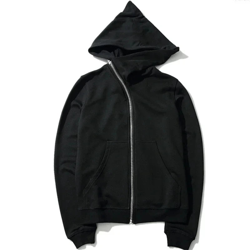 Men’s Hooded Zipper Hoodie – Hip Hop Streetwear Sweatshirt, Skate Style