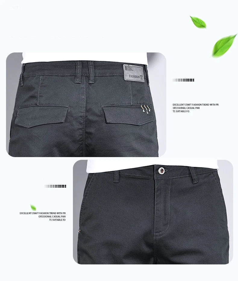 Men’s White Casual Pants – Stretch Straight Fit, Comfortable Soft Business & Work Trousers