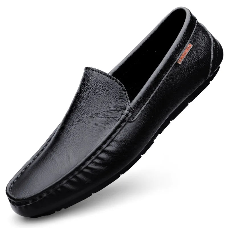 Men’s Genuine Leather Slip-On Loafers – Breathable Luxury Moccasins & Italian Driving Shoes