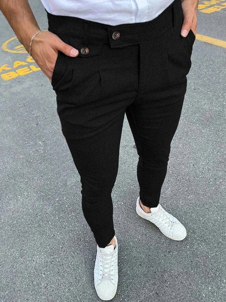 Men’s Slim Fit Casual Trousers – Vintage Pencil Pants