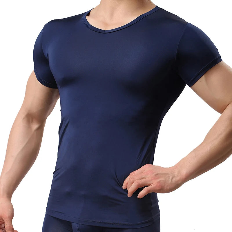Men’s Ice Silk Quick-Dry T-Shirt – Breathable Slim Fit Summer Top