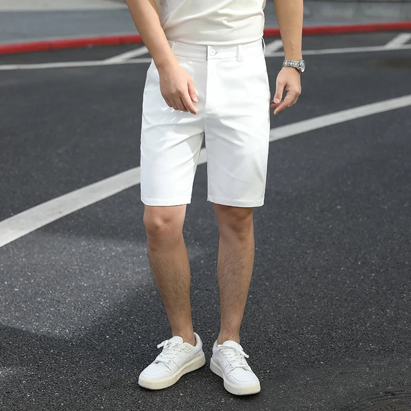 Men’s Summer Slim Fit Stretch Shorts – Lightweight Business Casual Dress Shorts, Fashion High Elastic Waist