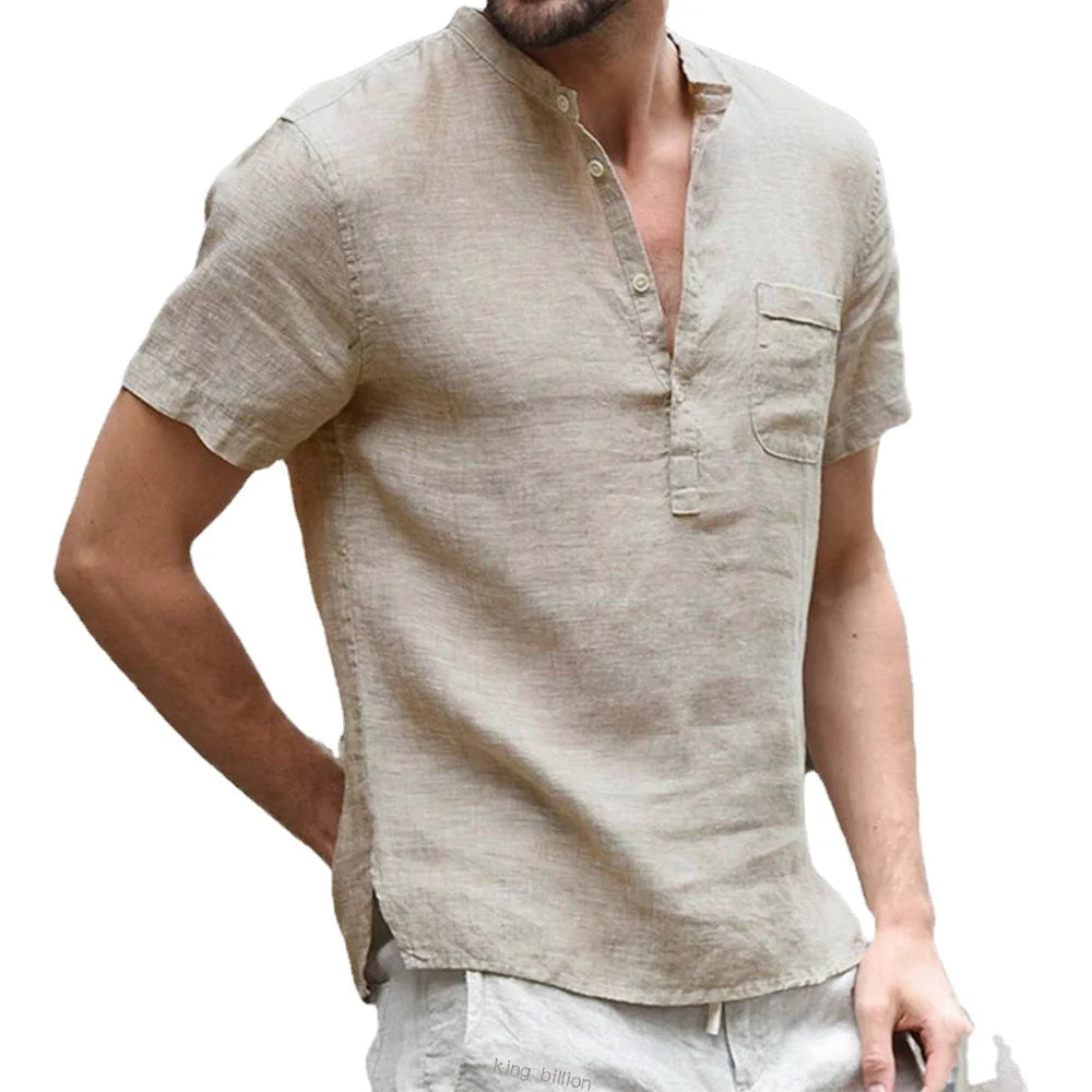 Men's Summer Cotton & Linen Short-Sleeve T-Shirt – Breathable Casual Top, Sizes S-3XL