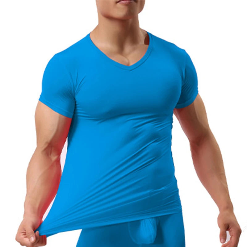 Men’s Ice Silk Quick-Dry T-Shirt – Breathable Slim Fit Summer Top