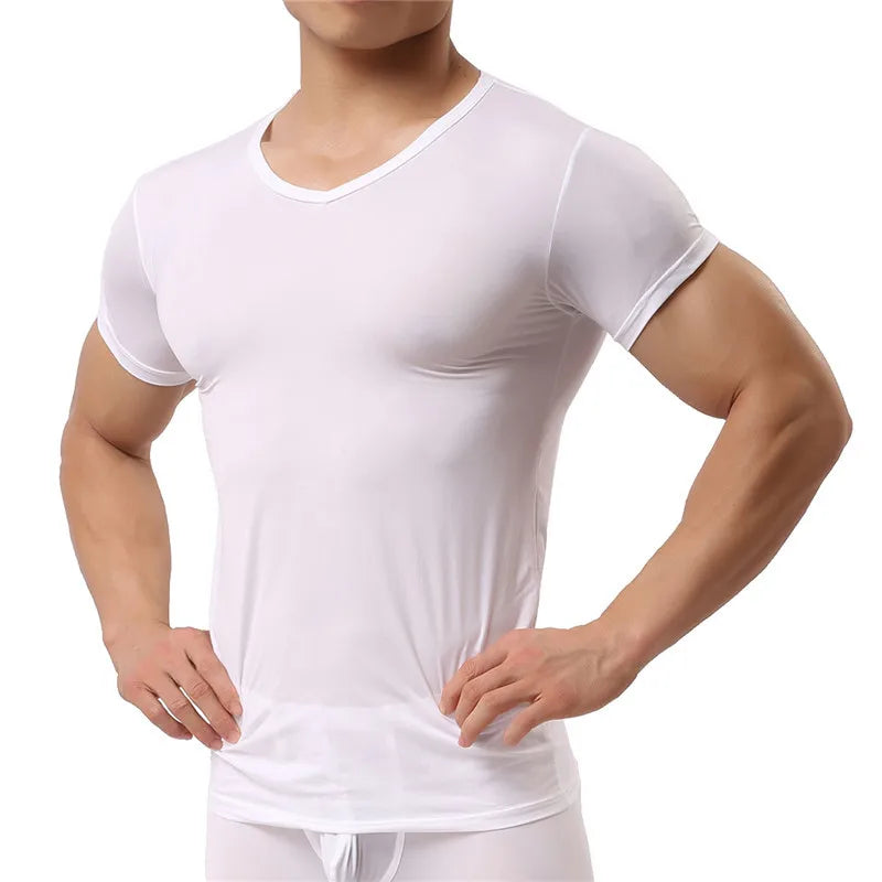 Men’s Ice Silk Quick-Dry T-Shirt – Breathable Slim Fit Summer Top