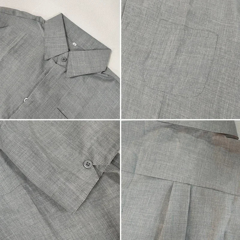 Men’s Cotton Linen Short Sleeve Shirt – Casual Turn-Down Collar Summer Top