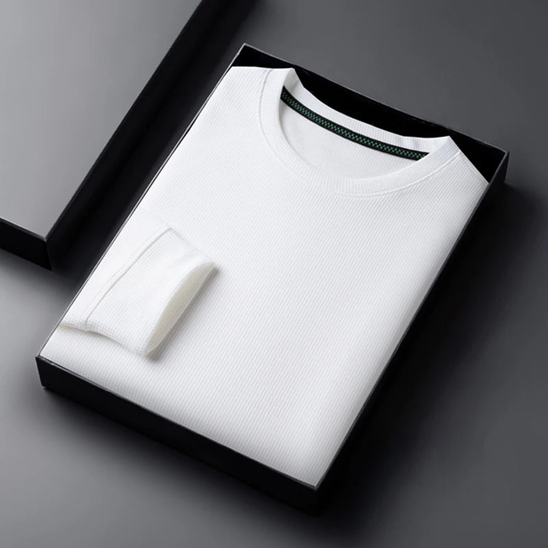 Men's Waffle Knit Long Sleeve T-Shirt – Casual Comfort Top