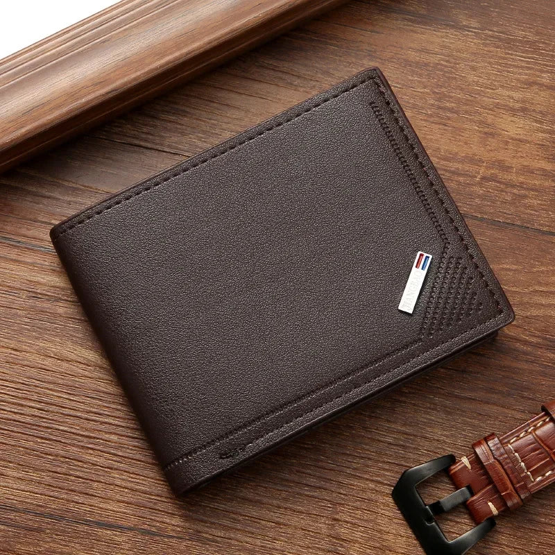 Men's Slim Leather Wallet – Minimalist Soft Leather Bifold, Compact & Durable Short Wallet