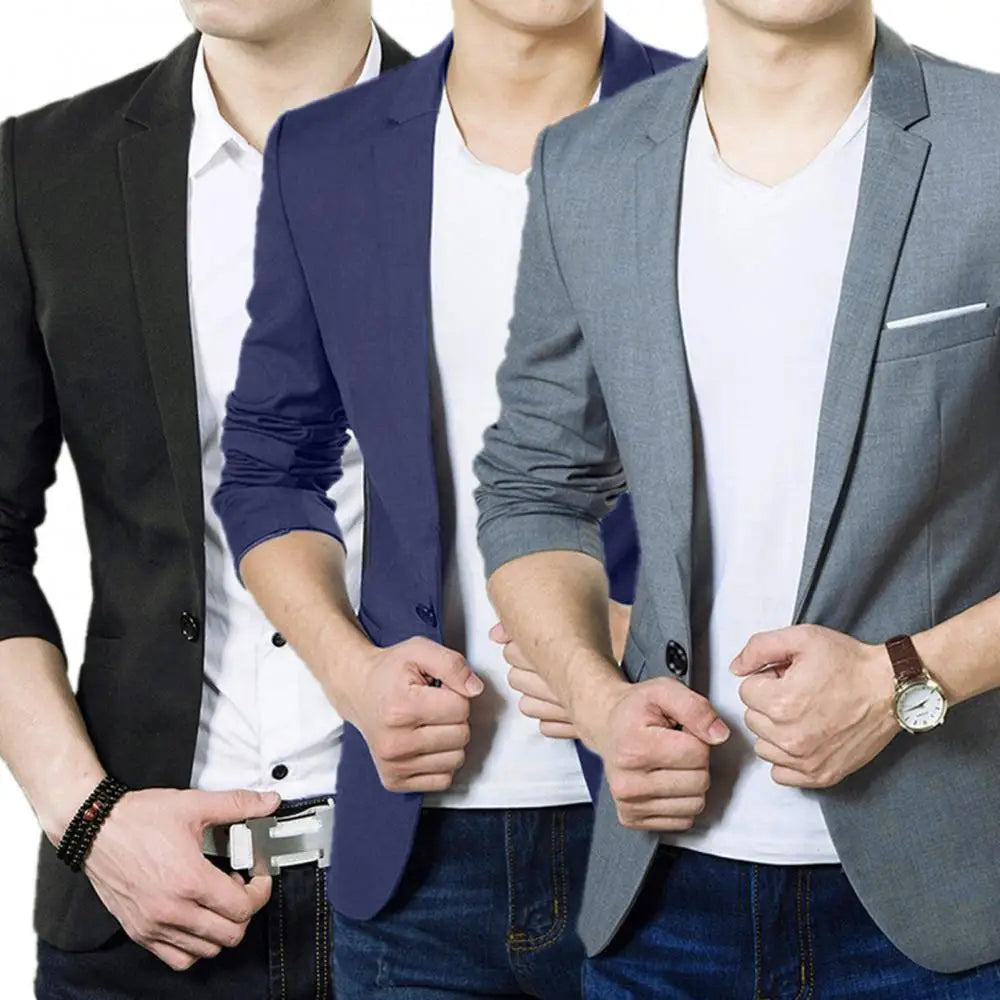 Men’s Slim Fit Suit Jacket – One Button Business & Casual Coat