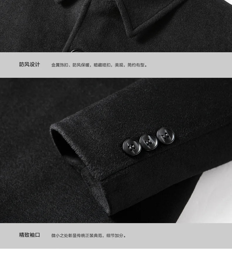 New Men’s Winter Wool Coat – Korean Style Business Trench Jacket