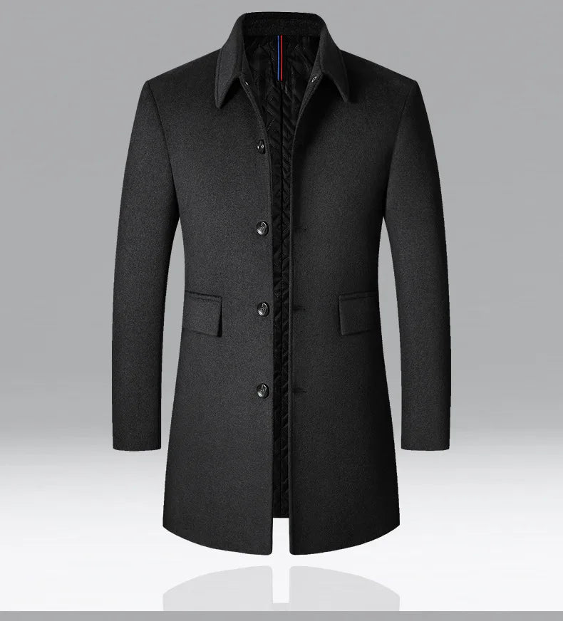 New Men’s Winter Wool Coat – Korean Style Business Trench Jacket