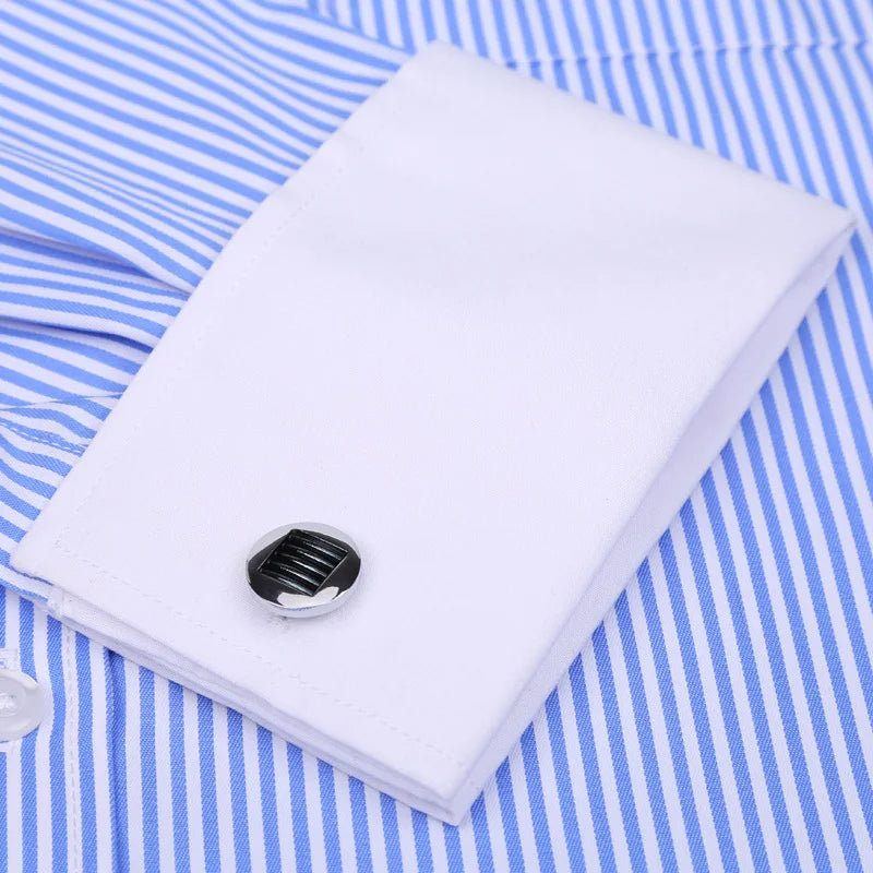 Men’s French Cuff Dress Shirt – Long Sleeve Formal Wedding & Party Shirt with Pocket