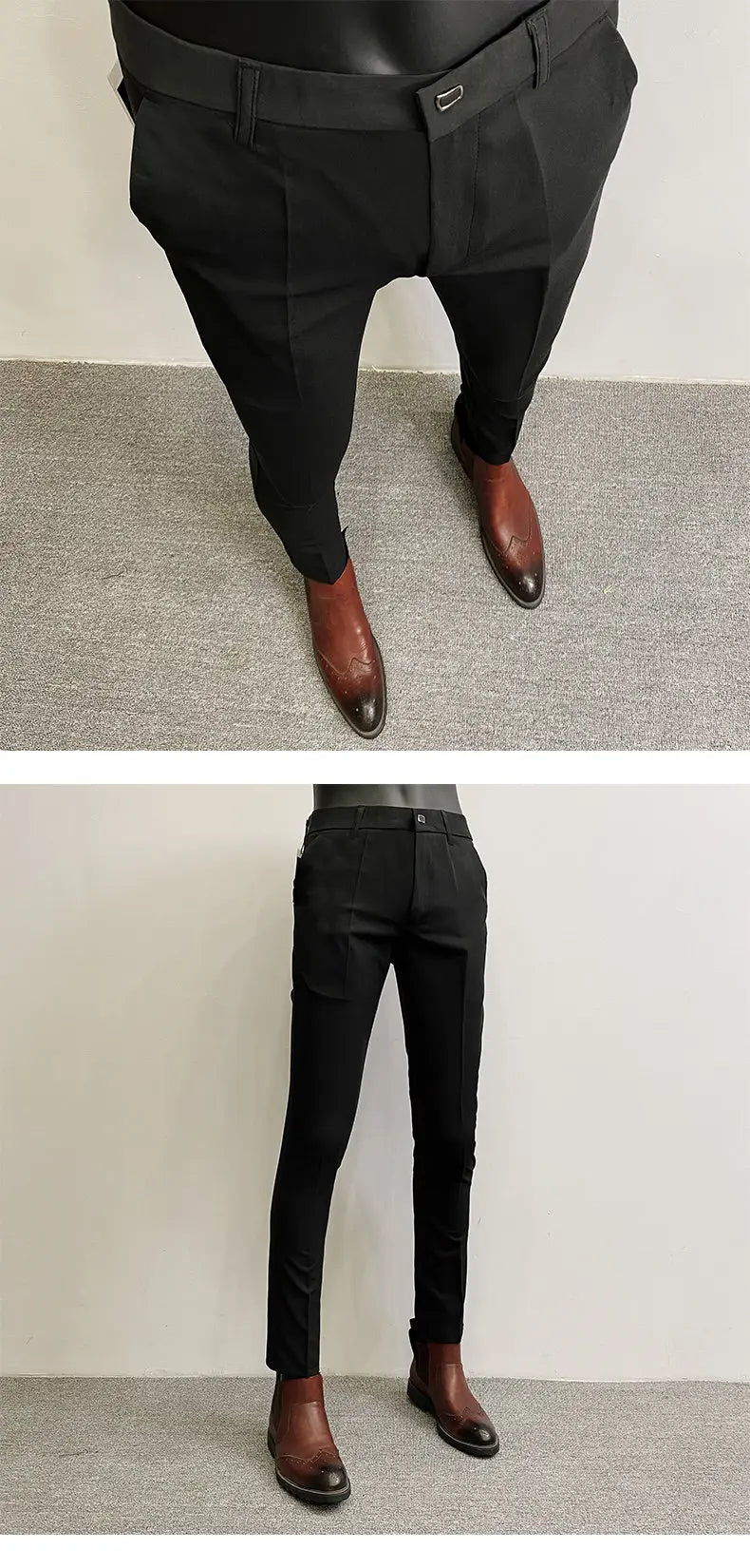Men’s Slim Fit Formal Suit Pants – Stretch Dress Trousers, Solid Color Business & Casual Wear