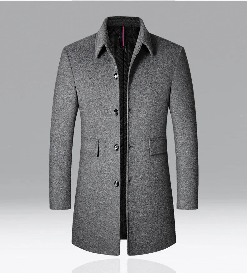 New Men’s Winter Wool Coat – Korean Style Business Trench Jacket