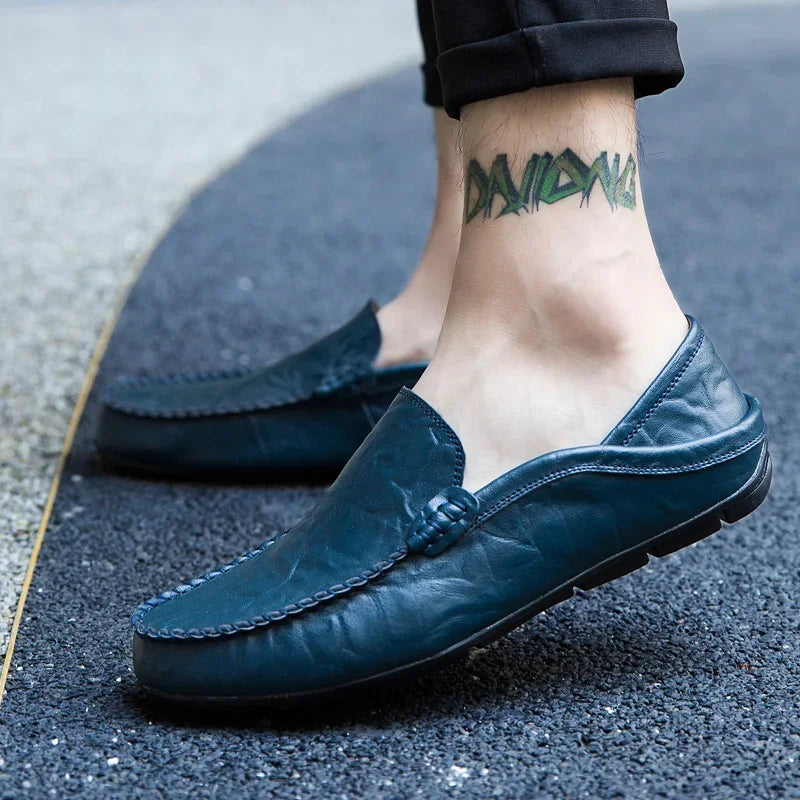 Men’s Casual Genuine Leather Loafers – Designer Slip-On Moccasins & Boat Shoes, High Quality
