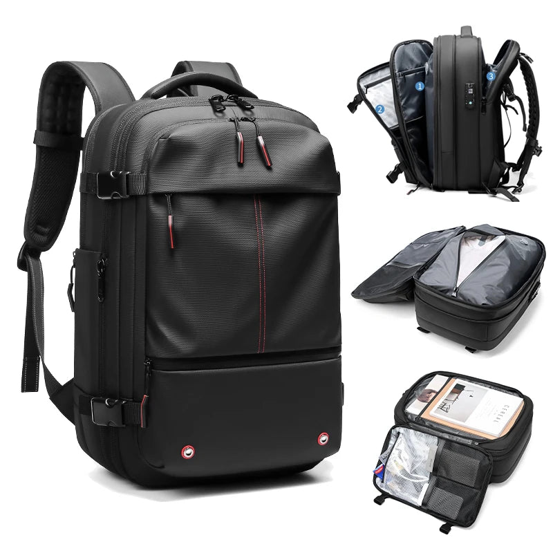 Men’s 17-Inch Laptop Travel Backpack – Expandable, Large-Capacity Business & Outdoor Compression Bag
