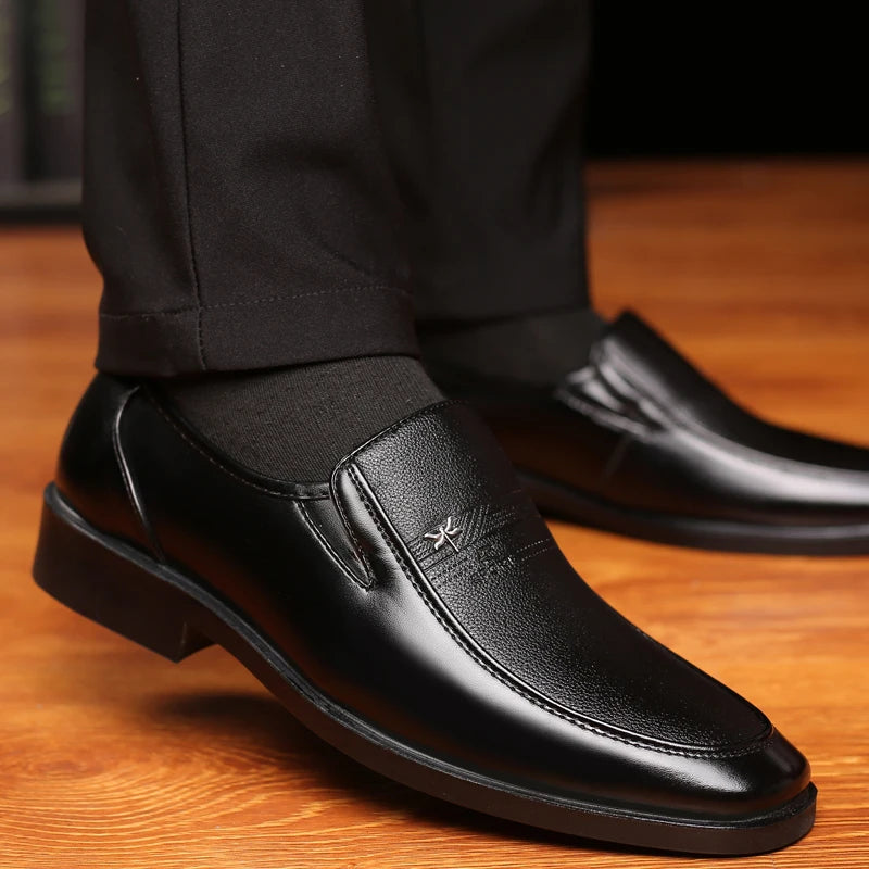 Men’s Classic Leather Loafers – Elegant Business Slip-On Dress Shoes