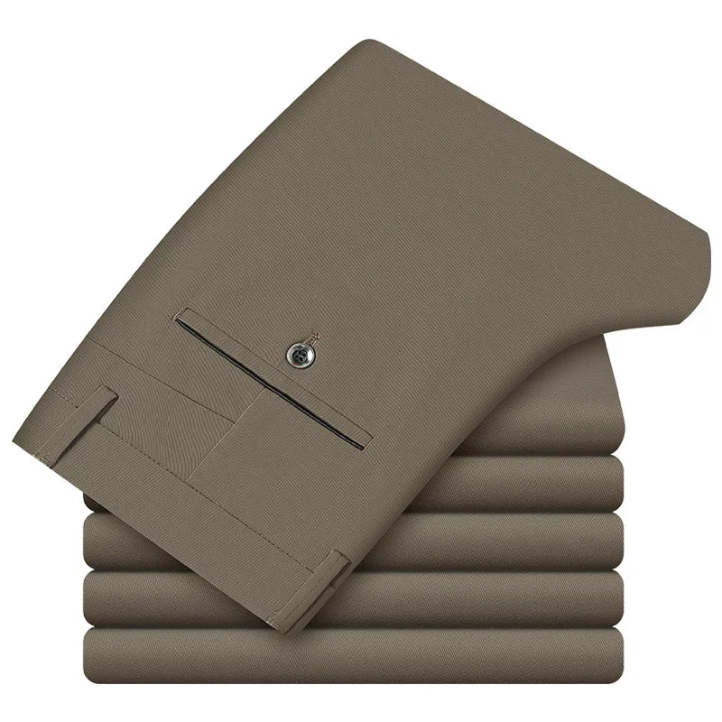 Men’s Classic Cotton Pants – 2024 Loose Fit High-Waist Elastic Casual Trousers