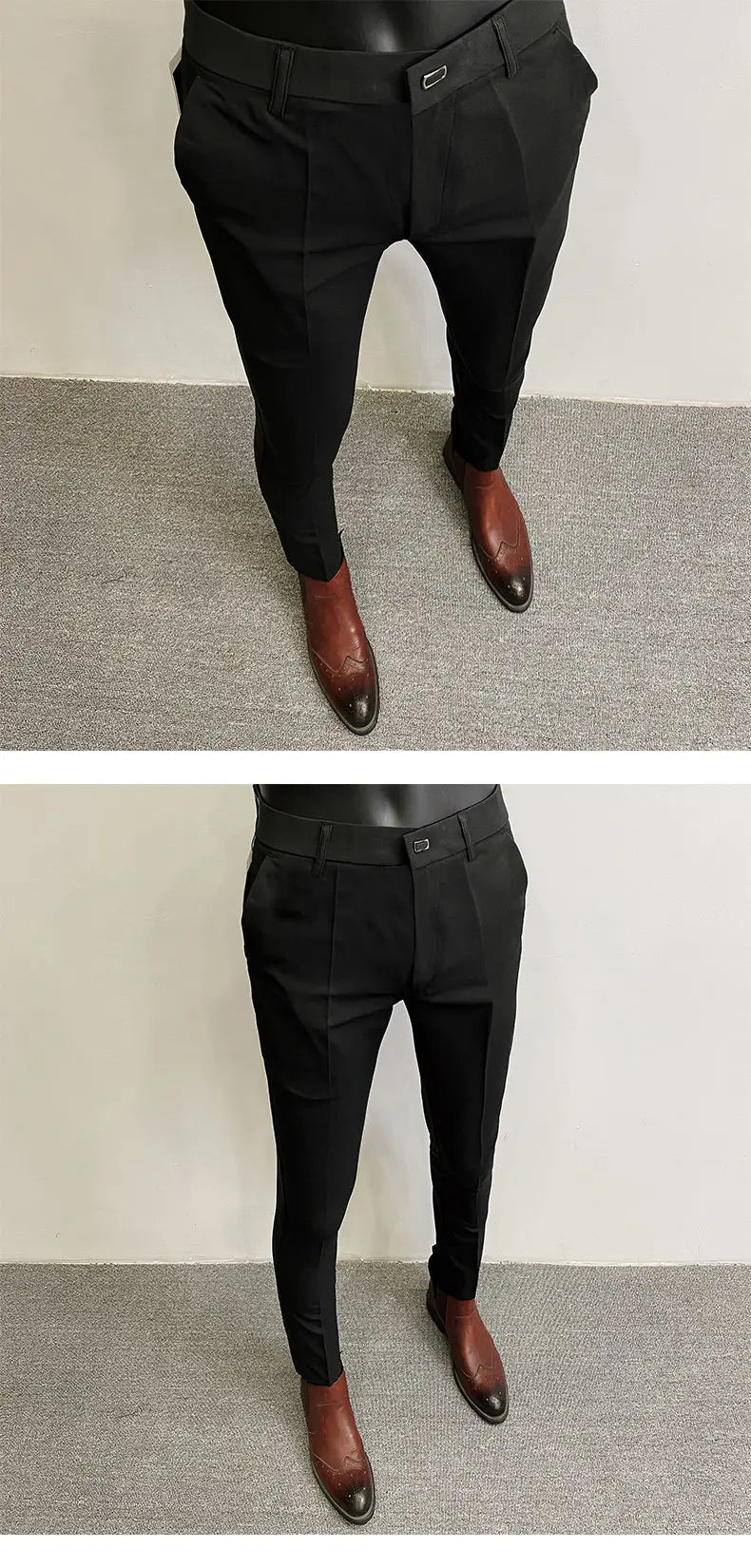 Men’s Slim Fit Formal Suit Pants – Stretch Dress Trousers, Solid Color Business & Casual Wear