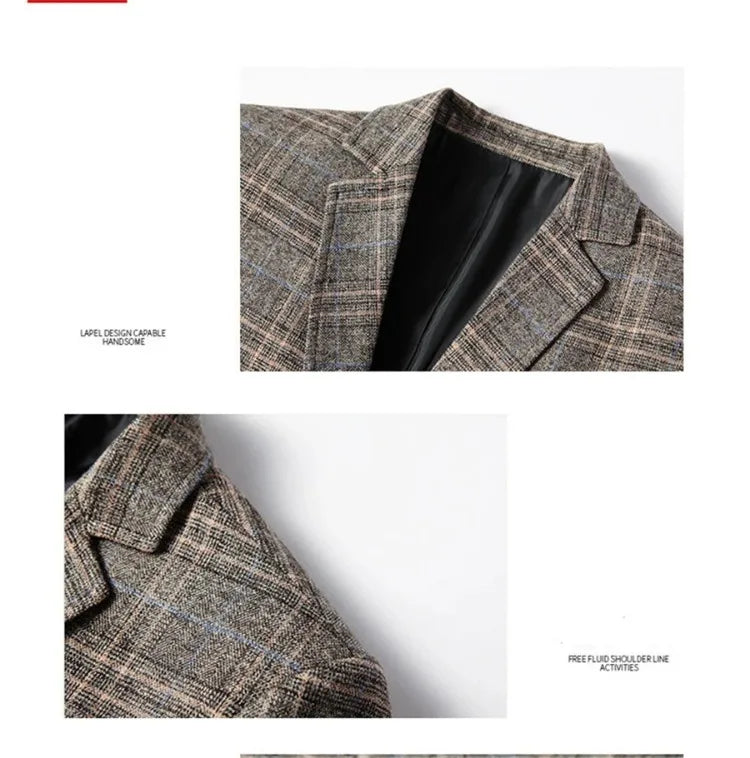 Men’s Plaid Blazer – Spring Wedding & Business Suit Jacket