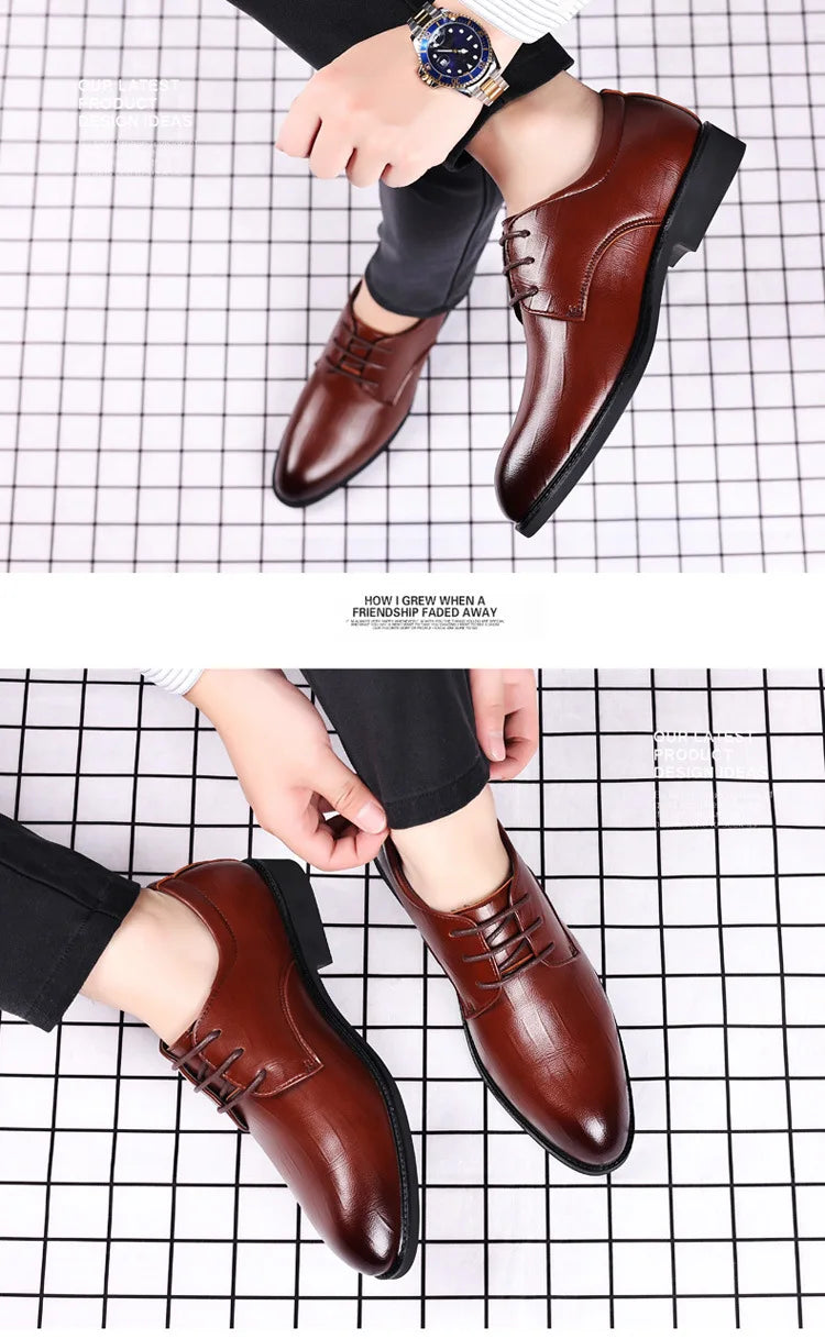Mens Leather Dress Shoes Men's Formal Social Male Shoe Casual Business Pointed Toe Luxury Party Designer Shoes for Men