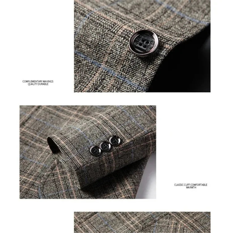 Men’s Plaid Blazer – Spring Wedding & Business Suit Jacket