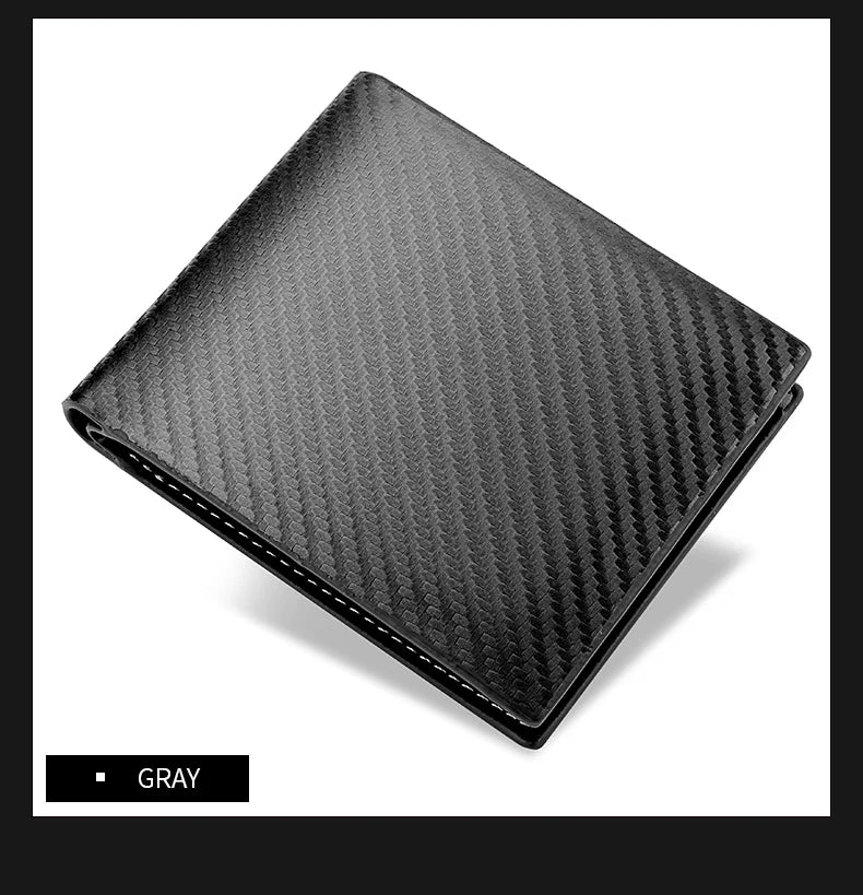Men's Carbon Fiber Slim Wallet – Short Card Holder with Integrated Zipper Coin Pocket