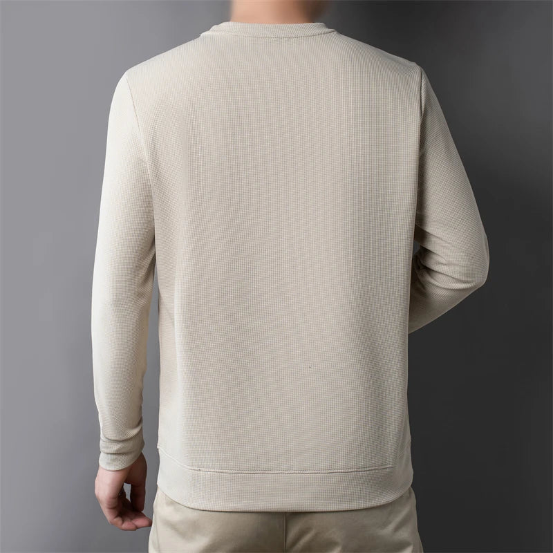 Men's Waffle Knit Long Sleeve T-Shirt – Casual Comfort Top