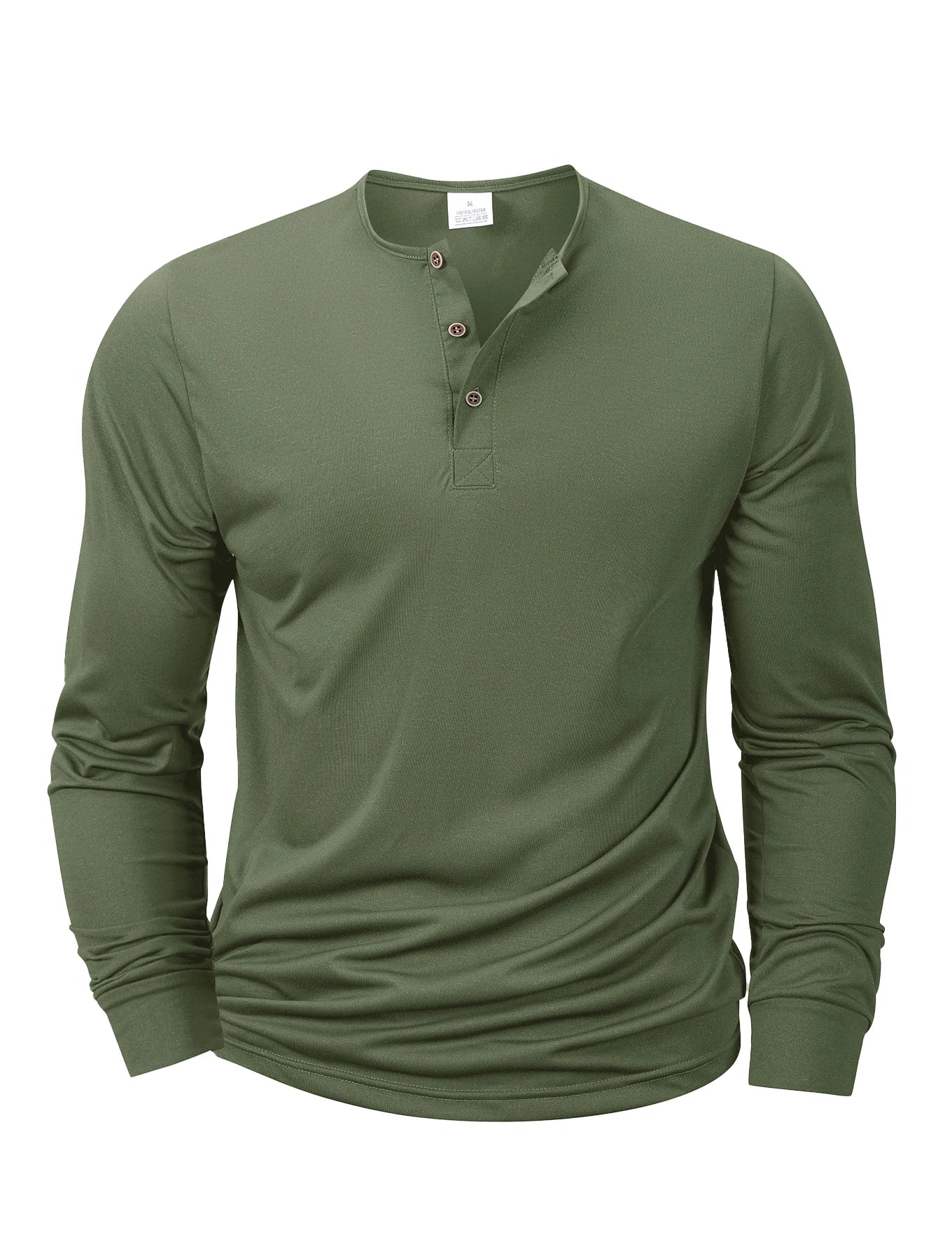 Men’s Long Sleeve Henley Shirt – Slim Fit, Casual & Comfortable Fitness Top with Button Neck