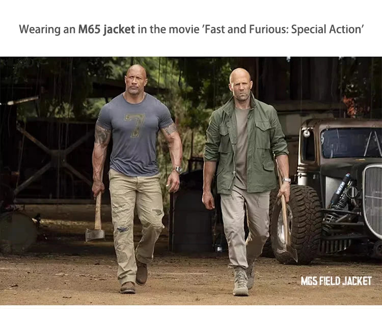 M65 Field Jacket, Men's Military Jacket, Retro Multi Pocket Collar Zipper Jacket, 100% Cotton