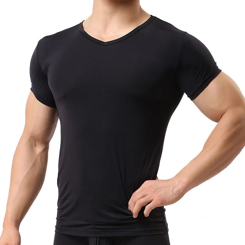Men’s Ice Silk Quick-Dry T-Shirt – Breathable Slim Fit Summer Top