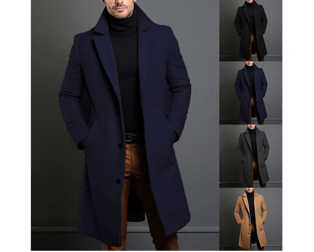 Men’s Luxury Wool Trench Coat – Warm & Stylish Winter Overcoat