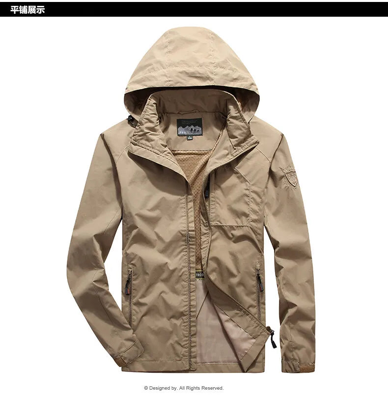 Men’s Waterproof Hiking Jacket – Lightweight Outdoor Windbreaker