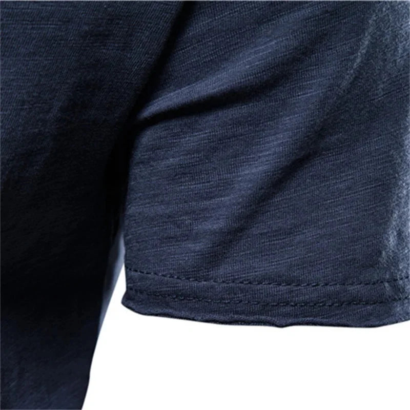 Men’s 100% Cotton V-Neck T-Shirt – Slim Fit Solid Color Short Sleeve Top