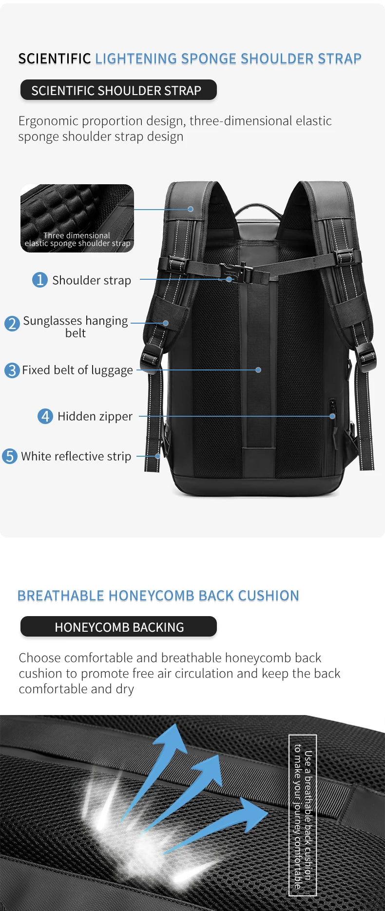 Men's Expandable Travel Backpack with Vacuum Compression – 17-Inch Laptop, Large Capacity, Business & School Outdoor Hiking Bag