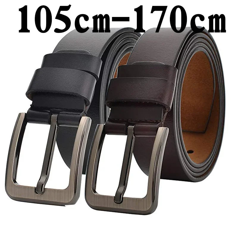 Men’s Genuine Leather Belt Plus Size 130–170 cm | Stylish Cowskin Belt for Jeans